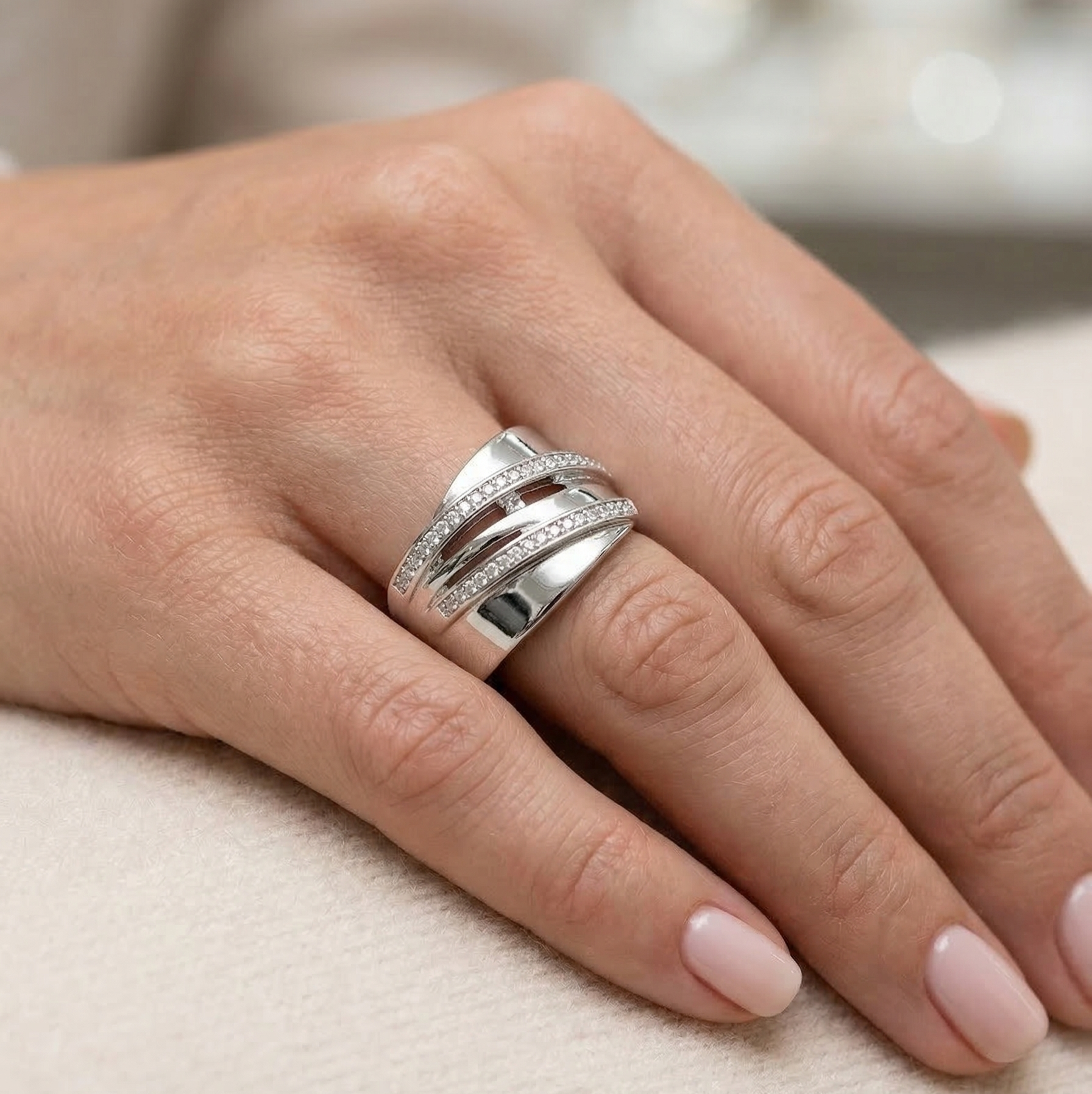 bague en zircon 10 Bague en zircon plaqué argent – Image 1
