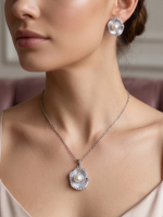 Ensemble zircon élégant argenté